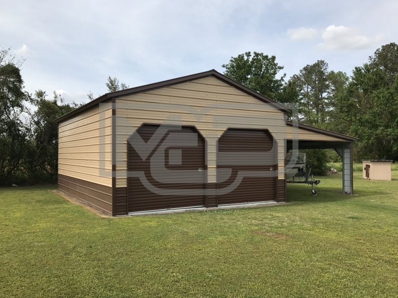 Enclosed Steel Garage | Vertical Roof | 24W x 31L x 12H | Lean-to Enclosed Steel Garage | Vertical Roof | 24W x 31L x 12H | Lean-to
